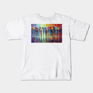 Lovers notice not rain, but multi-colored umbrellas Kids T-Shirt